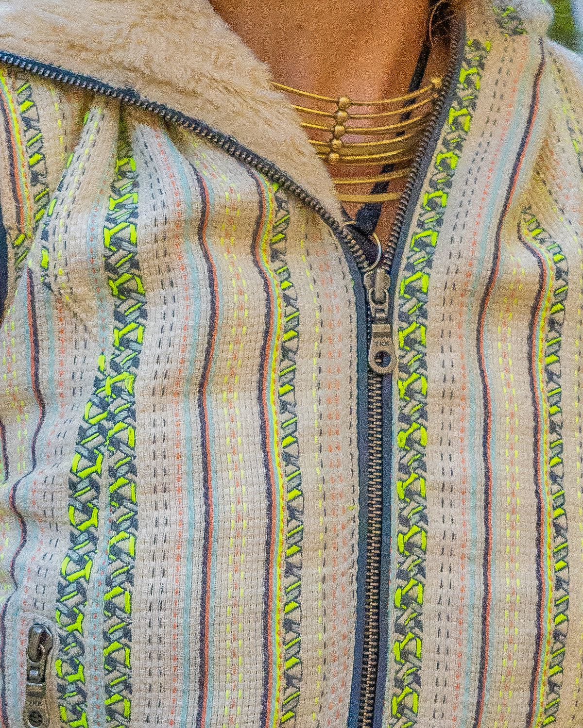 Hooded Sleeveless Jacket Woman / French Jaquard and UltraPolar - SIBERIAN BOHO